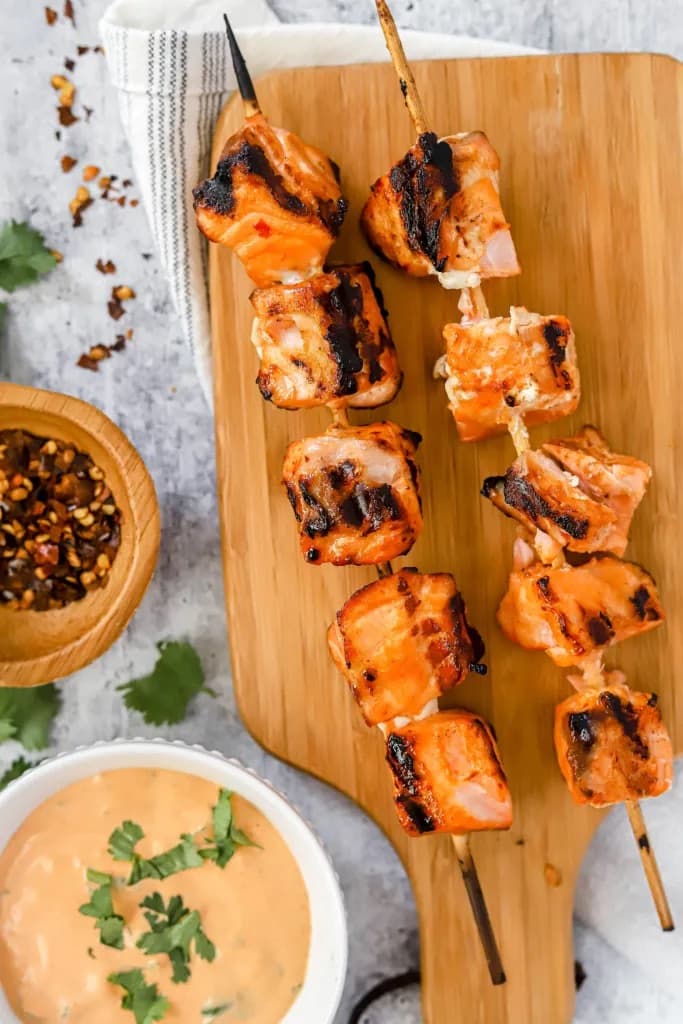Hickory Spiced Salmon Skewers